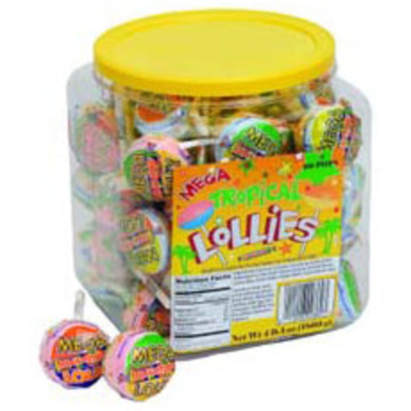 Tropical Mega Double Smarties Lollipops Jar 60ct