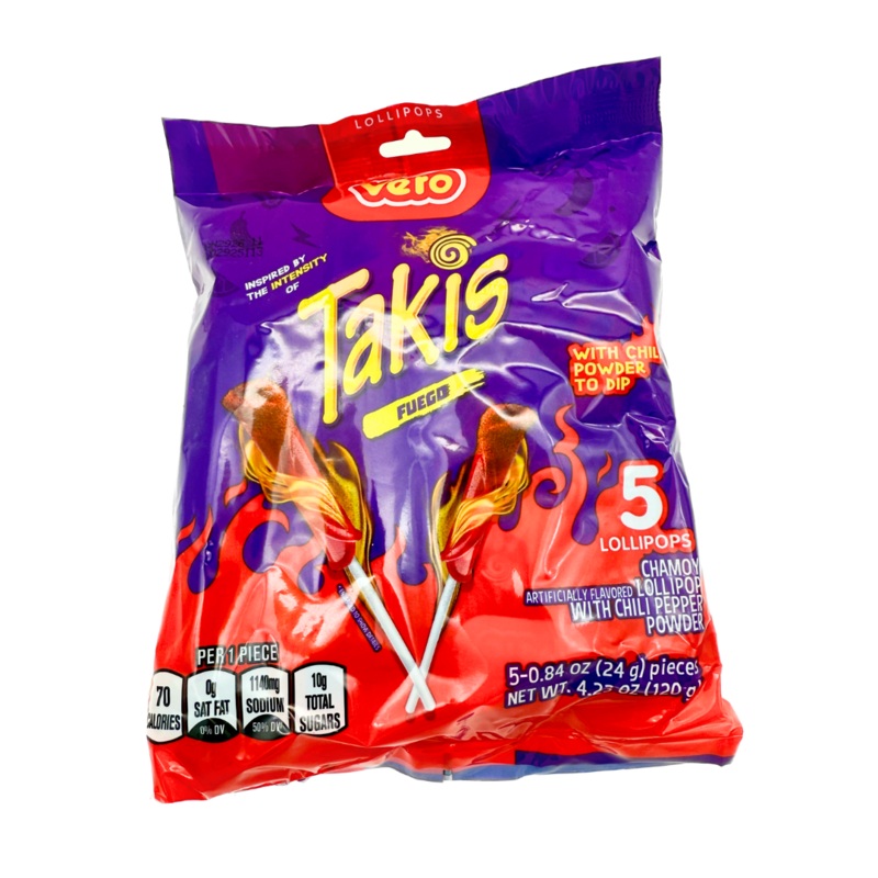 Vero Takis Fuego Chamoy Lollipops - 0.84oz / 5ct