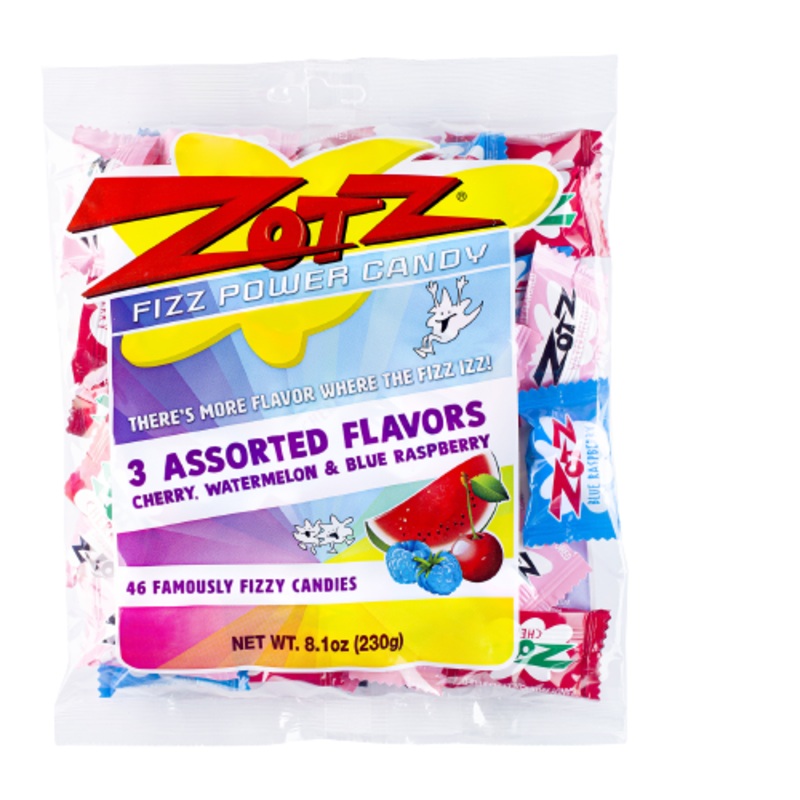 Zotz Assorted Flavors Cherry Watermelon Blue Raspberry 46 Count Bag