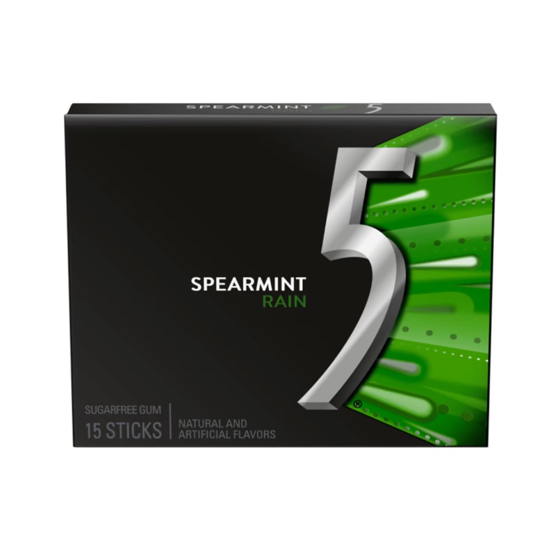 5 Gum Spearmint Rain Sugarfree - 15pc / 10ct