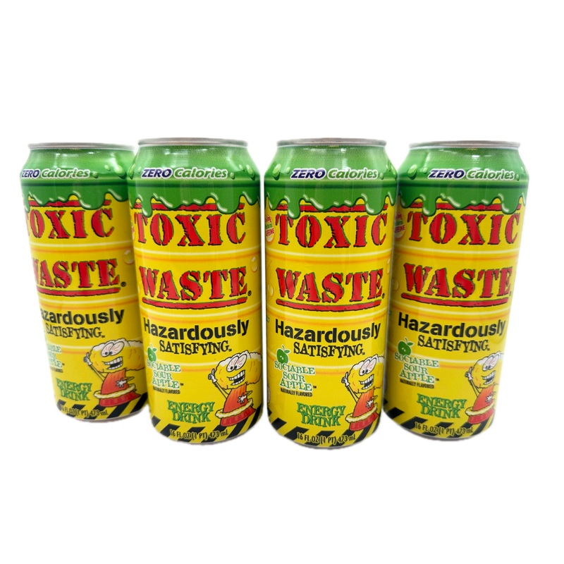 Toxic Waste Sociable Sour Apple Energy Drink - 16oz / 4ct