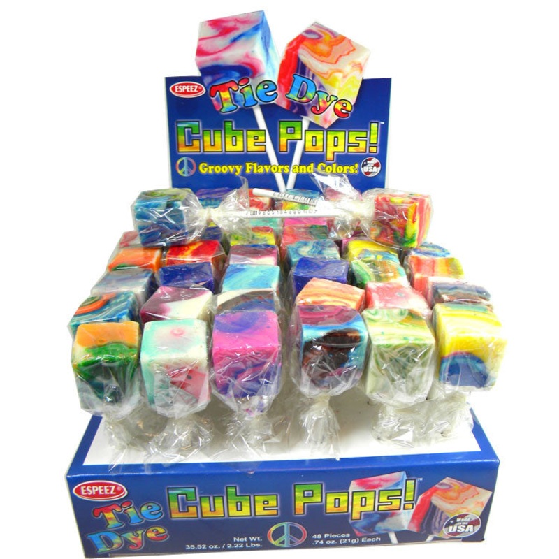 Tie Dye Cube Lollipops 48 Count