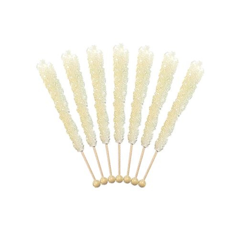 White Sugar Flavored Rock Candy Crystal Sticks - Tub of 36