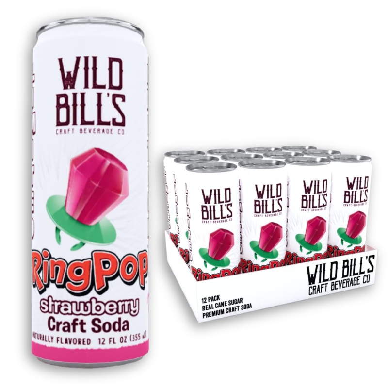 Wild Bill's Craft Beverage Co. Ring Pop Strawberry Soda - 12oz / 12ct