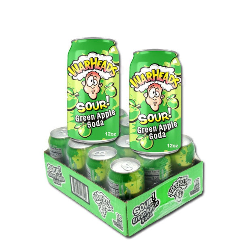 Warheads Soda Pop Green Apple 12 Cans