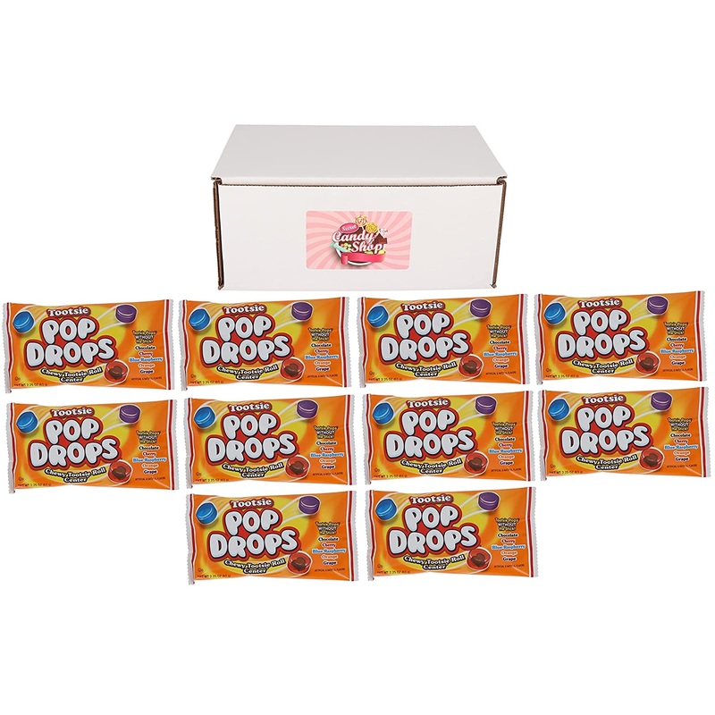 Tootsie Pop Drops Variety of Flavors (Chocolate, Cherry, Blue Raspberry, Orange, Grape) (Pack of 10)