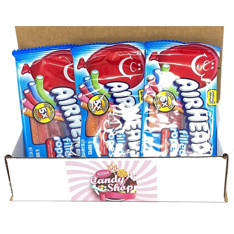 Airheads Filled Ropes Original Fruit Flavor (Pack of 3, total of 15 Ropes)