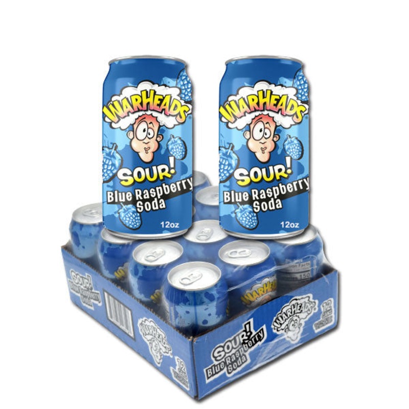 Warheads Soda Pop Blue Raspberry 12 Cans