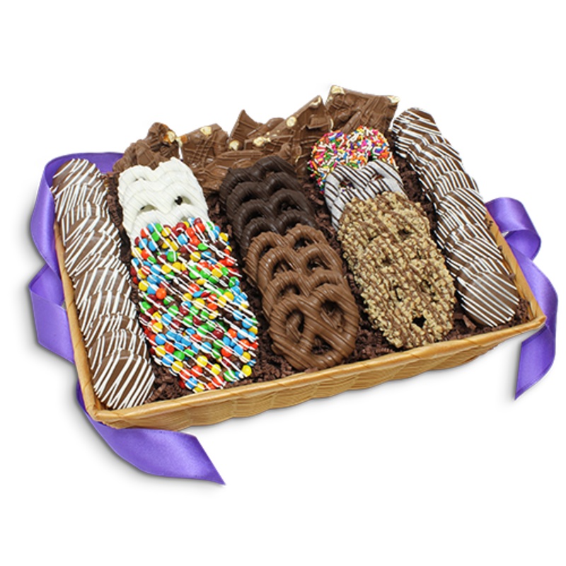 Ultimate Collection Chocolate Covered Pretzels & Treats Gift Basket  Gourmet Hand-Dipped Favorites