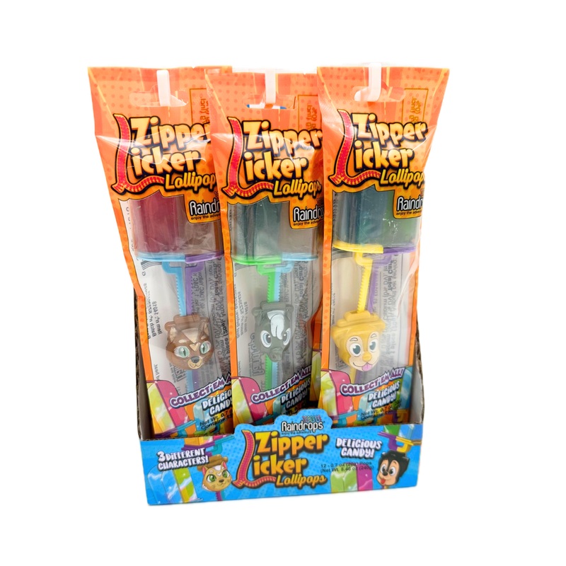 Zipper Licker Lollipops - 12ct
