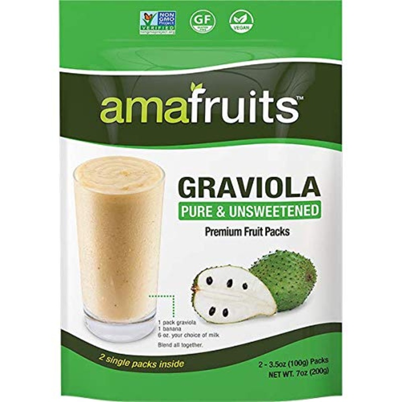 Amafruits Graviola Frozen Puree Pure And Unsweetened/Non-Gmo Certified/Immunity Support / 100% Natural Superfruit / 24 Packs X 3