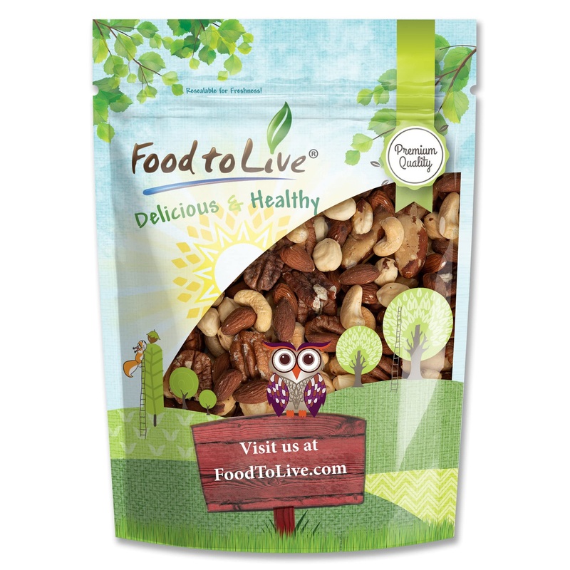 Food To Live Deluxe Nuts Mix A Blend Of Dry Roasted Pecans, Cashews, Filberts, Almonds, Brazil Nuts With Himalayan Salt. Oven Ro