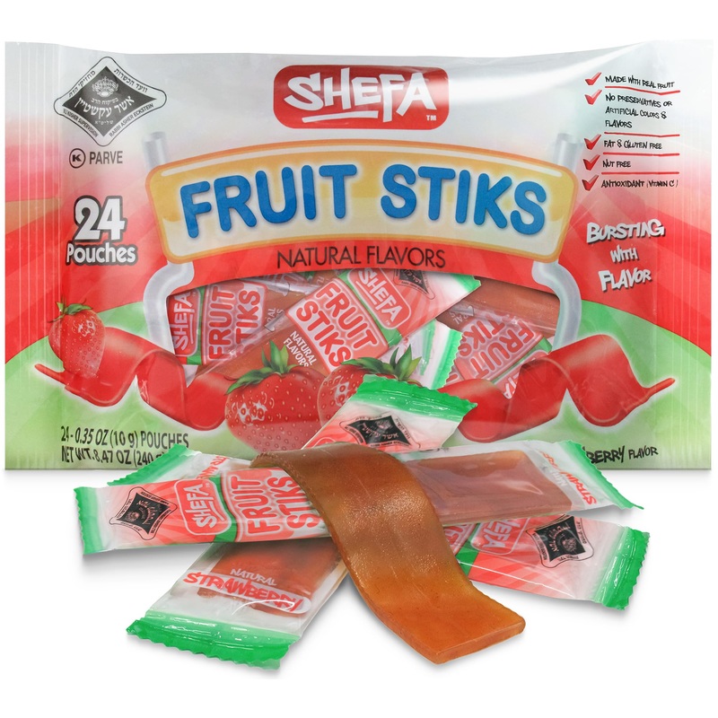 Shefa Strawberry Fruit Sticks, (24 Count) | Real Fruit Snacks | Individually Wrapped | Free Of Artificial Colors, Dyes Or Flavor