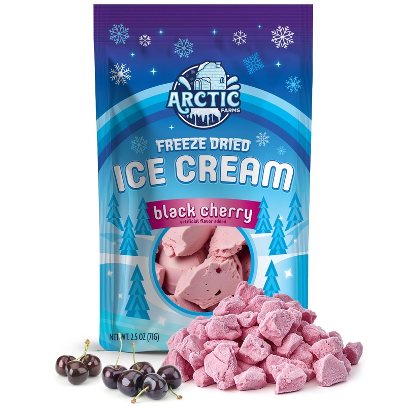 Arctic Farms Freeze Dried Ice Cream Bits Bagged And Boxed - Does Not Melt (Black Cherry) (2.5Oz)