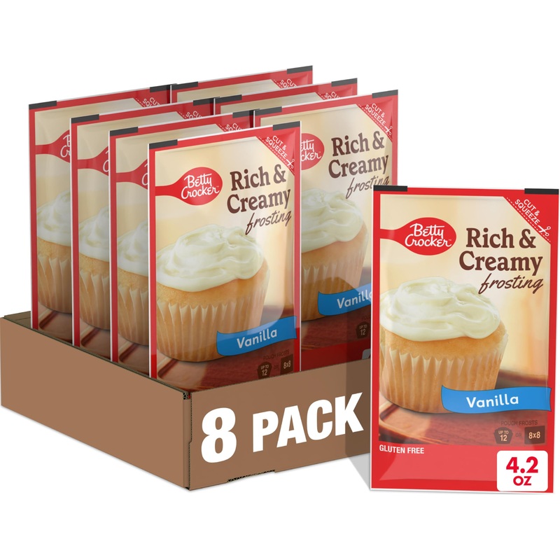 Betty Crocker Rich & Creamy Vanilla Frosting Pouch, 8 Ct, 33.6 Oz