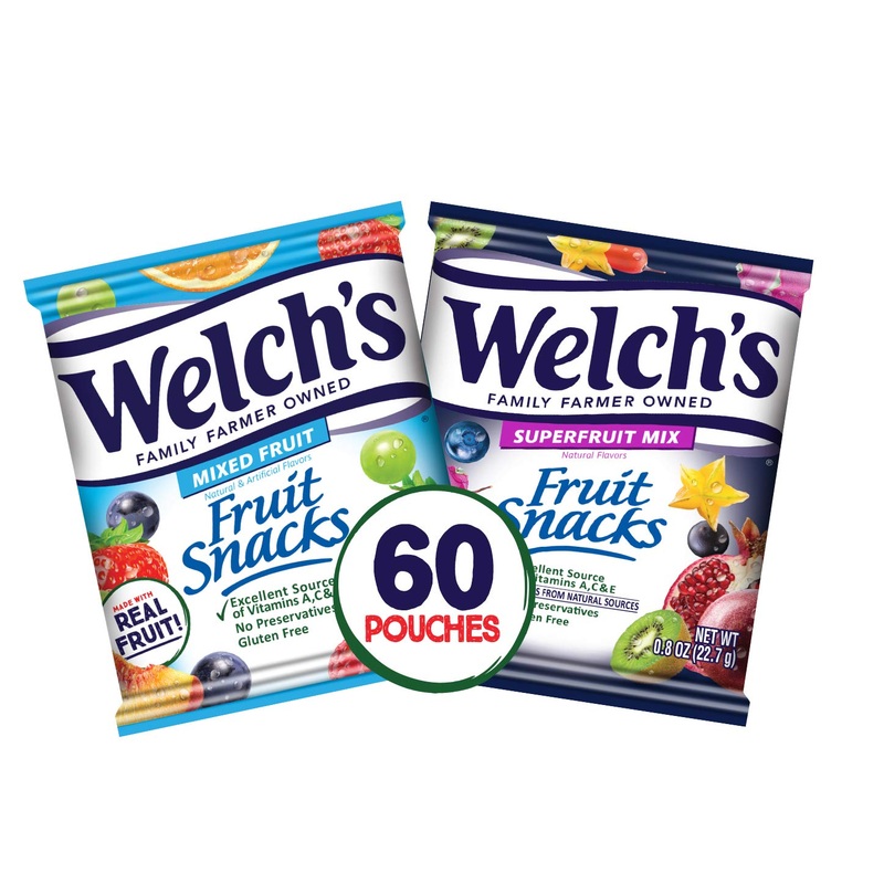 Welch'S Fruit Snacks, Mixed Fruit & Superfruit 0.8 Oz Single Serve Bags (Pack Of 60)