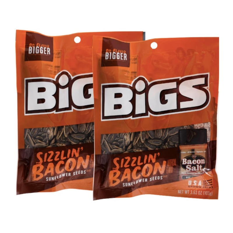 Bigs Sunflower Seeds Sizzlin' Bacon Flavor - Roasted & Salted, Bold Snack With Smoky Bacon Taste, Protein-Rich - 3.63 Oz Bags (P
