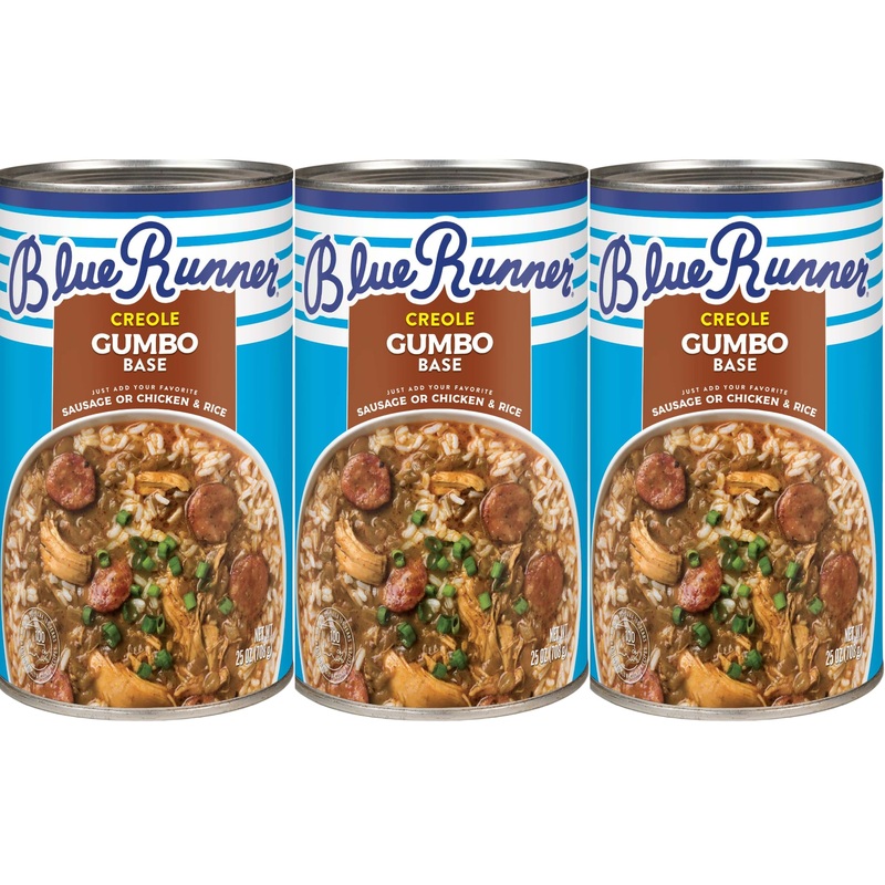 Blue Runner Gumbo Creole Base (Pack Of 3) Traditional Louisiana Chicken And Sausage Gumbo Base - Quick And Delicious Meal Soluti
