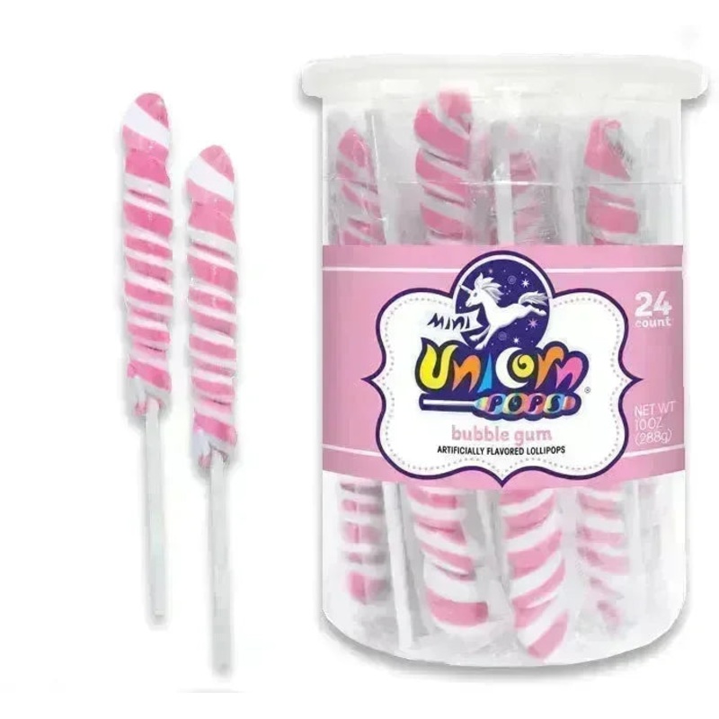Unicorn Pops Twist Suckers - Light Pink: 24-Piece Jar