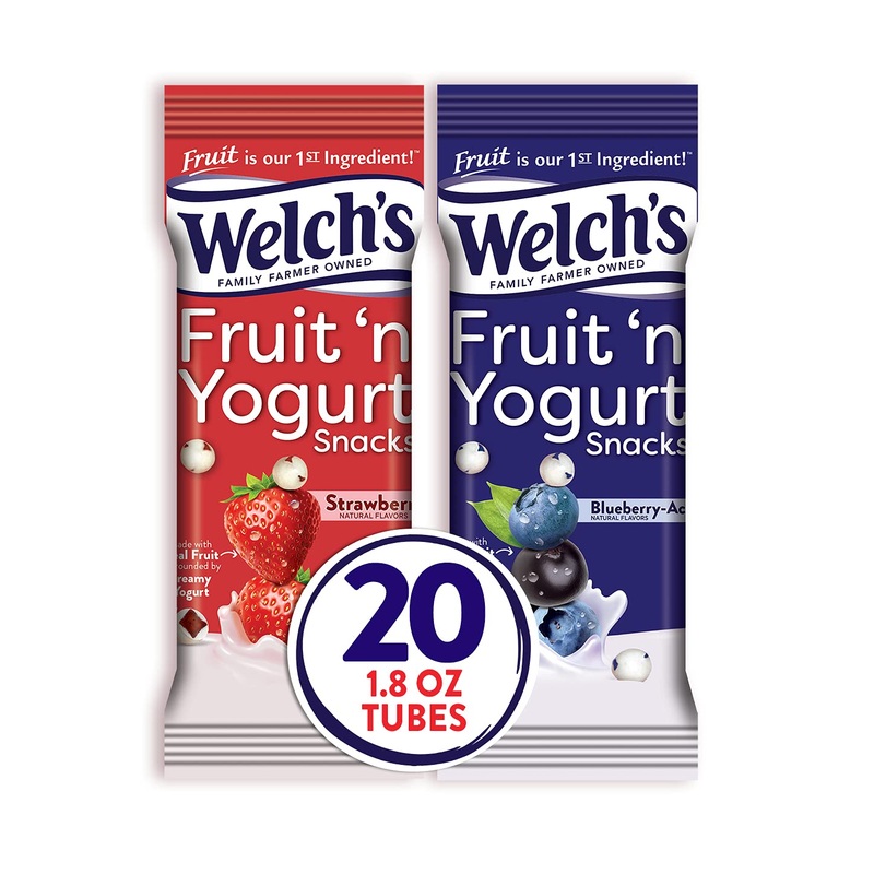 Welch'S Fruit Snacks, Fruit 'N Yogurt Variety Pack, Strawberry & Blueberry Acai, Gluten Free, Bulk Pack, Individual Single Serve