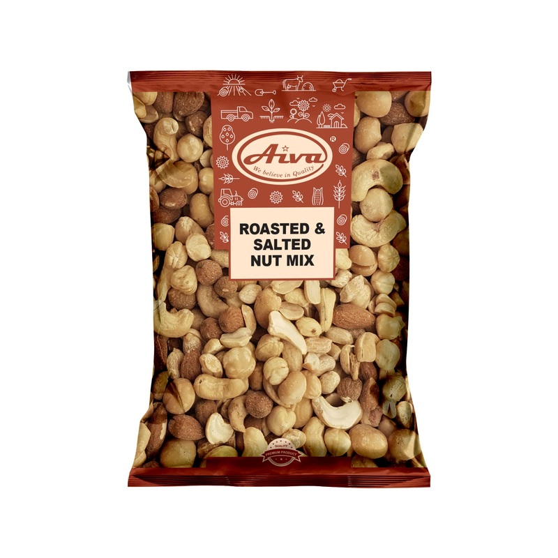 Aiva Roasted & Salted Mixed Nuts Bulk - 2 Lb | Macadamia, Almonds, Cashews, Brazil Nuts, Peanuts & Pistachios