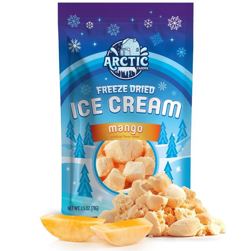 Arctic Farms Freeze Dried Ice Cream Bits Bagged And Boxed - Does Not Melt (Mango, 2.5Oz)
