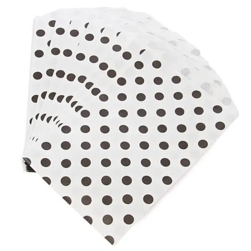 Black Polka Dot Candy Bags: 25-Piece Pack