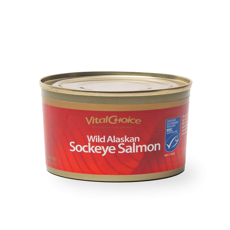 Vital Choice Msc Wild Alaskan Sockeye Salmon, Edible Skin & Bones, 7.5-Oz Cans (Pack Of 6)