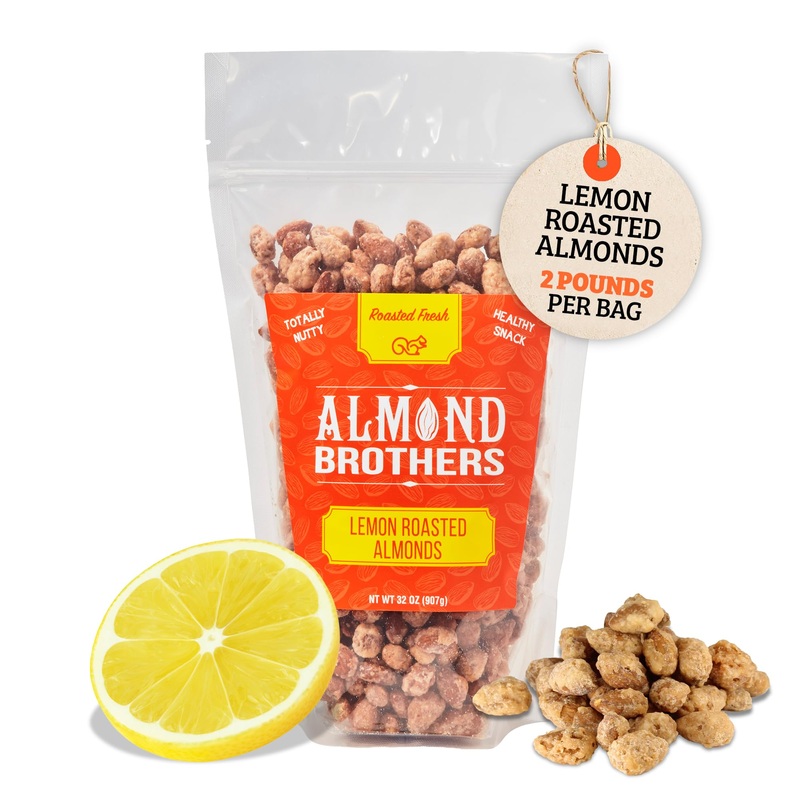 Almond Brothers Roasted Almonds - Hand Crafted Lemon Glazed Almonds, Gluten-Free, Non-Gmo, Candied Almonds - 2 Lb Bag