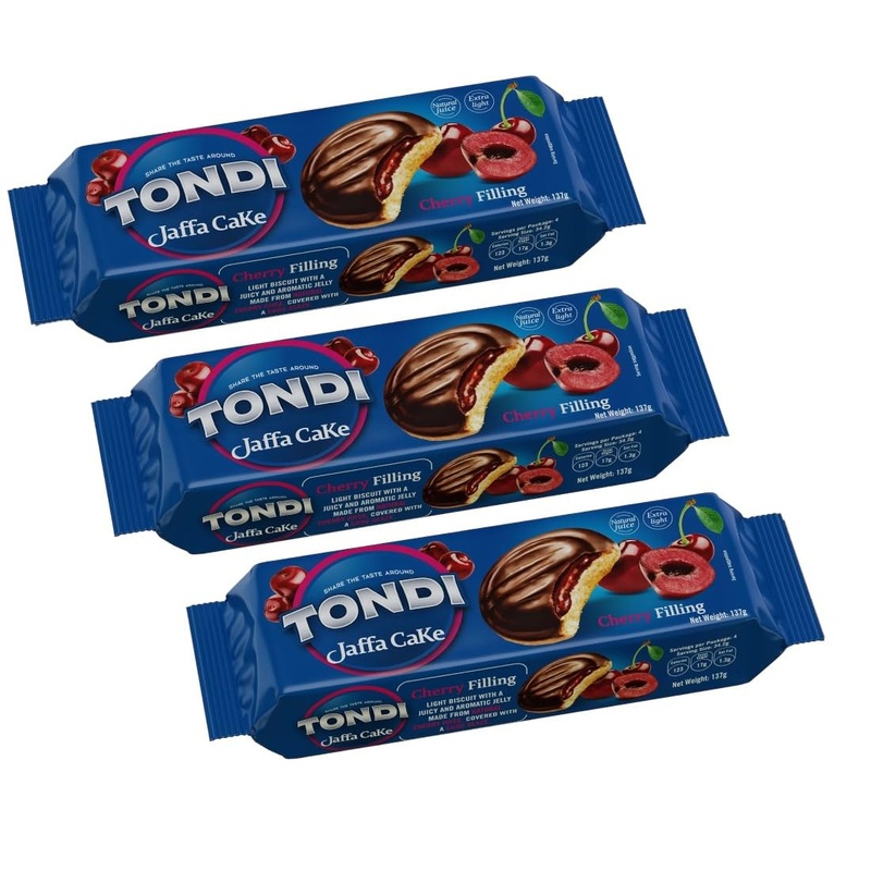 Tondi Variety Pack European Biscuits, Jaffa Cakes Cherry Filling Pack Of 3 137G/Each