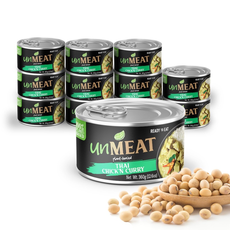 Unmeat Plant Based Meat | Easy To Prepare Plant Based Protein | Vegan Meat With Less Calories, Thai Chicken Curry, 12 Pack