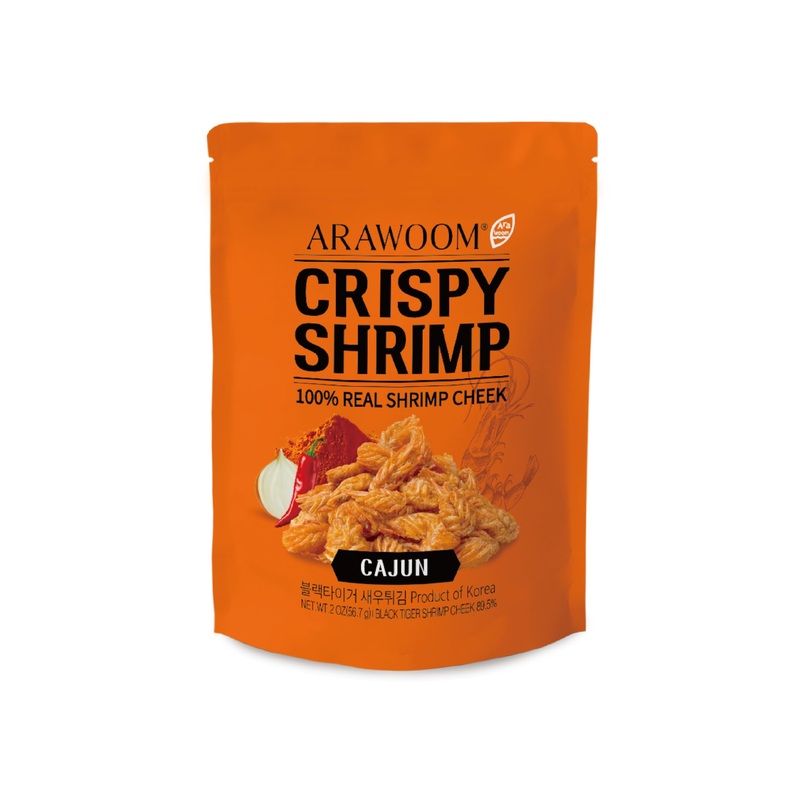 Arawoom - Real Crispy Shrimp Cheek Snack - 100% Real Black Tiger Shrimp - 2 Ounce (Pack Of 1) - Cajun Flavor - Crunchy Treat For