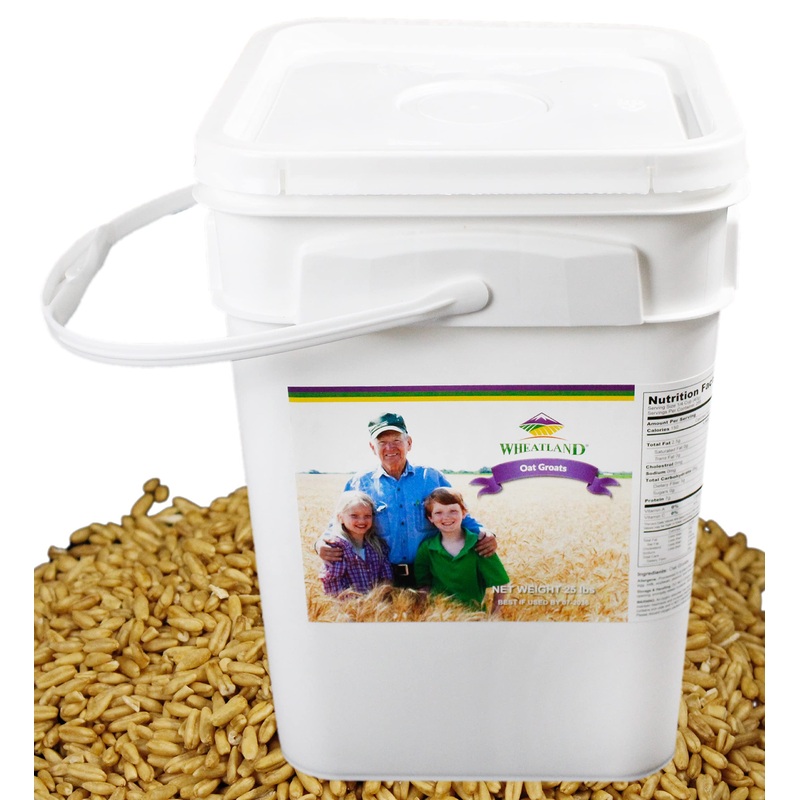 Wheatland Oat Groats  20 Pound Bucket With Mylar Lining  Usa Grown  Non-Gmo  Lab Tested  Sproutable  Whole Grain  Emergency Food