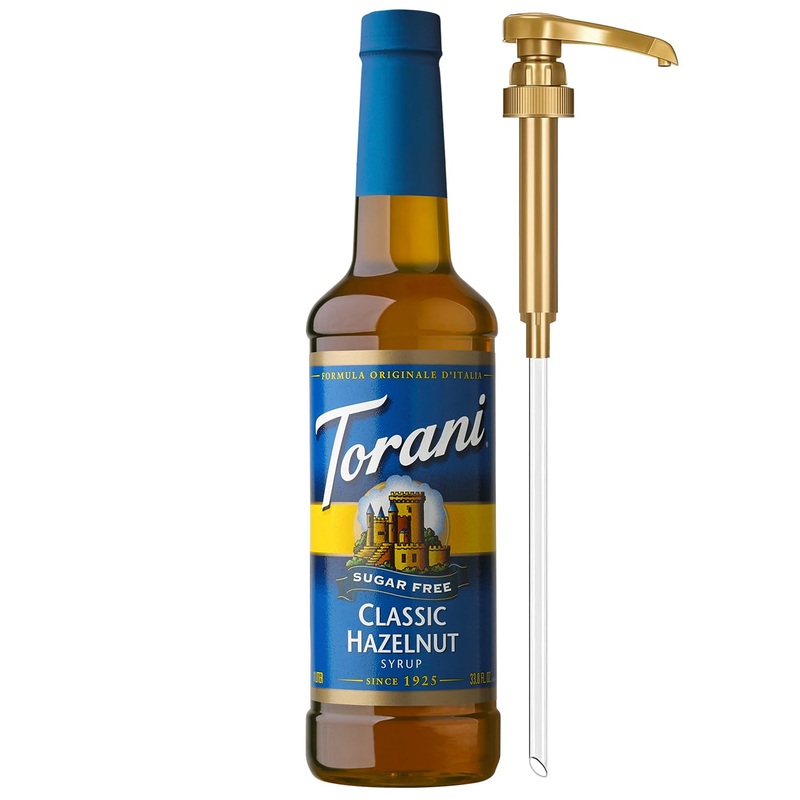Torani Sugar Free Coffee Syrup, Classic Hazelnut Flavoring For Drinks, Zero Calorie, Pump Included, 25.4 Fl Oz