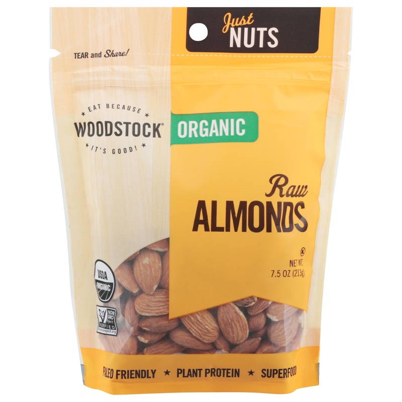 Woodstock Organic Raw Almonds, 7.5 Oz