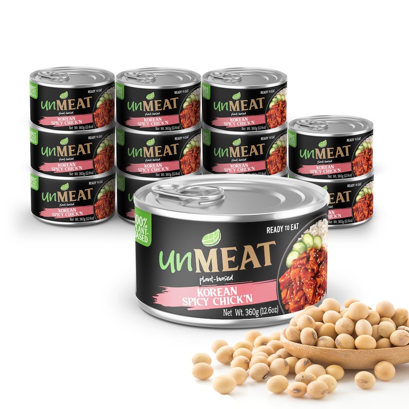 Unmeat Plant Based Meat | Easy To Prepare Plant Based Protein | Vegan Meat With Less Calories, Korean-Flavored Spicy Chicken, 12