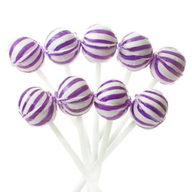 YumJunkie Sassy Spheres Grape Purple Striped Ball Lollipops - Petite: 400-Piece Bag