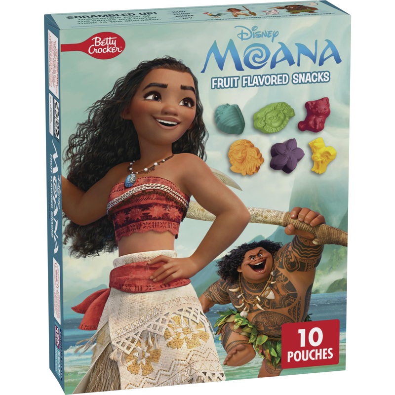 Betty Crocker Disney Moana Fruit Flavored Kids Snacks, Fat Free And Gluten Free Snack, 8 Oz (10 Pouches)