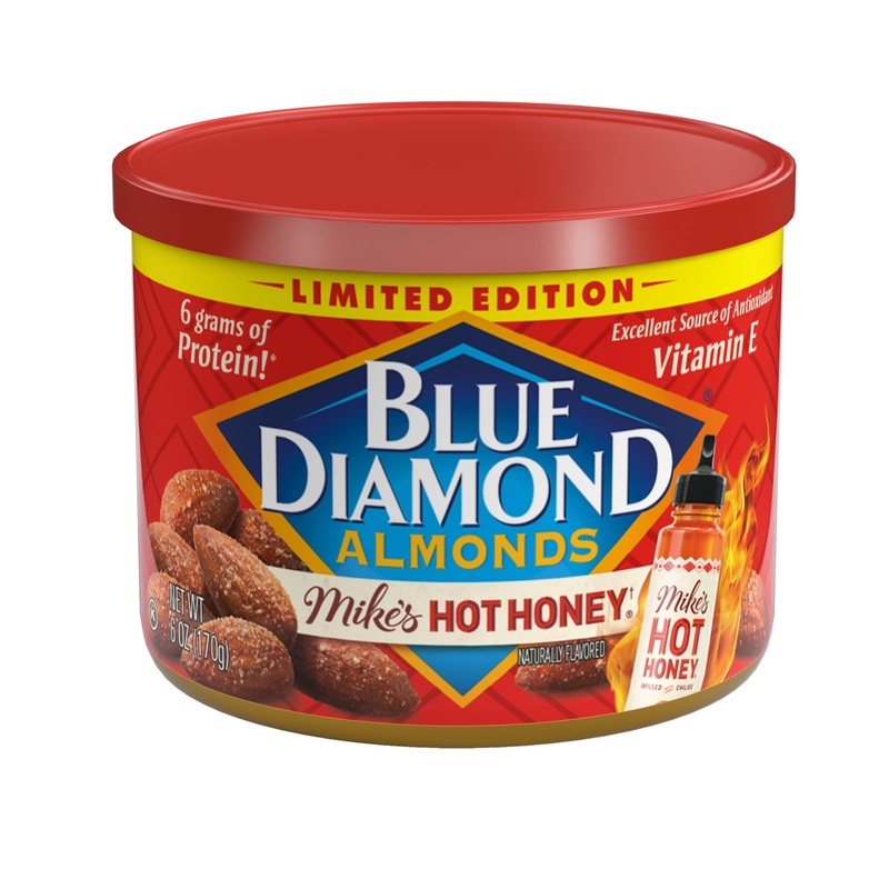 Blue Diamond Almonds, Made With Mikes Hot Honey Infused With Chilies For A Perfect Sweet And Spicy Snack Nut Combination, 6Oz. C