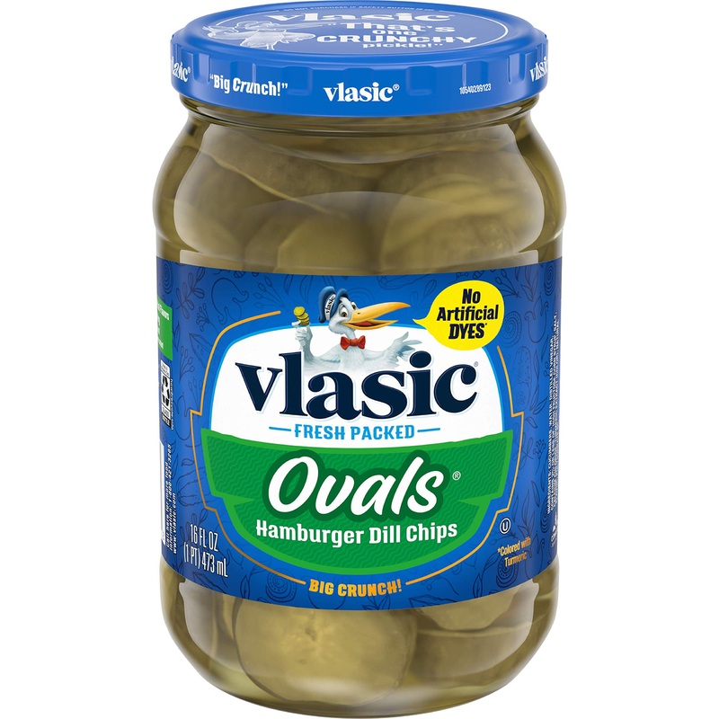 Vlasic Ovals Hamburger Dill Pickle Chips, Keto Friendly Snacks And Toppings, 12 - 16 Fl Oz Jars