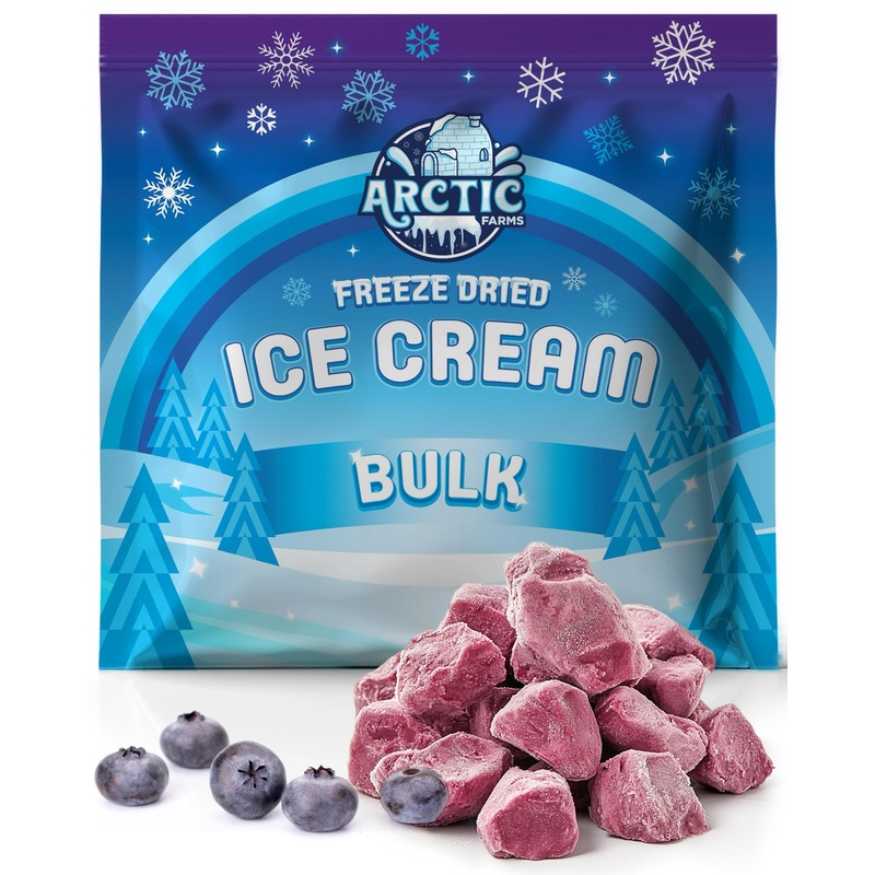Arctic Farms Freeze Dried Ice Cream Bits Bagged And Boxed - Does Not Melt (Blueberry, 1Lb)