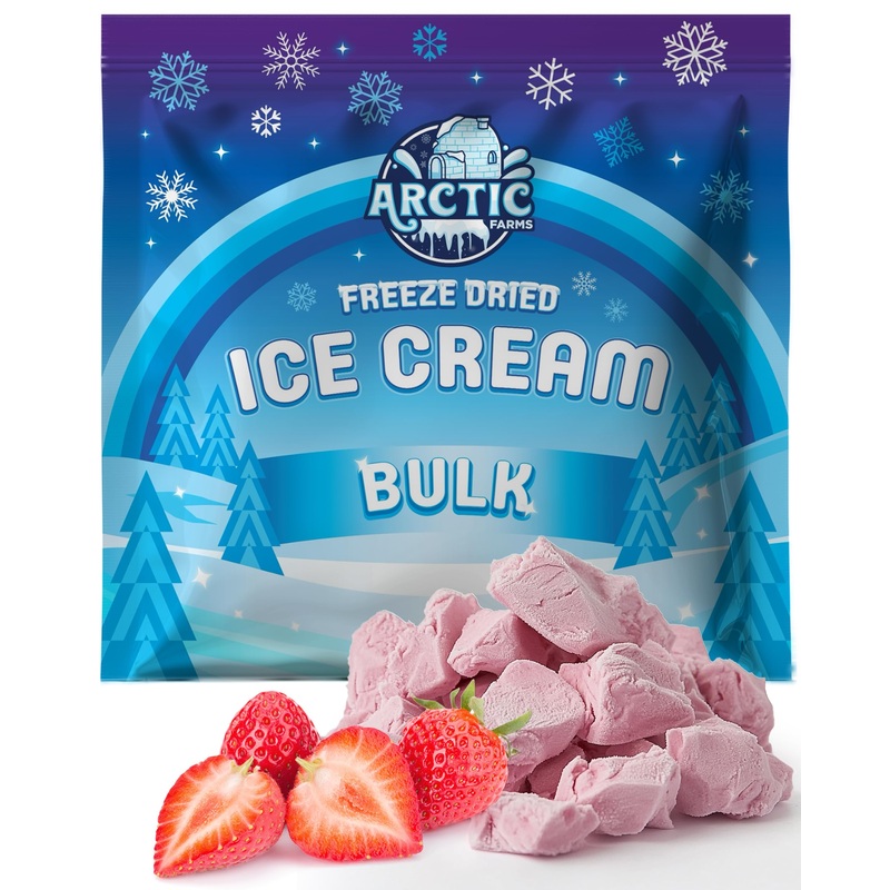 Arctic Farms Freeze Dried Ice Cream Bits Bulk - Does Not Melt (Strawberry) (1Lb)