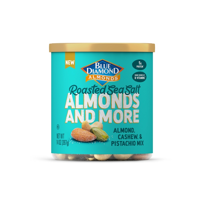 Blue Diamond Almonds, Mixed Nuts Roasted Sea Salt Deluxe Snack Nuts, Almonds, Pistachios, And Cashews, 14Oz. Can (Pack Of 1)