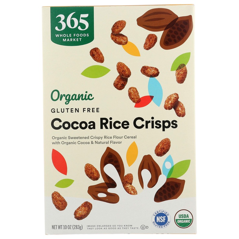 365 by Whole Foods Market Organic Cocoa Crisps Cereal, 10 Ounce - Healthy Breakfast Option, Gluten-Free, Delicious Chocolate Flavor