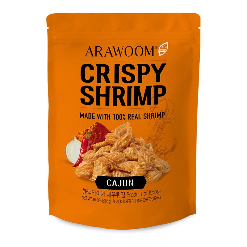 Arawoom - Real Crispy Shrimp Cheek Snack - 100% Real Black Tiger Shrimp - 16 Ounce (Pack Of 1) - Cajun Flavor - Crunchy Treat Fo