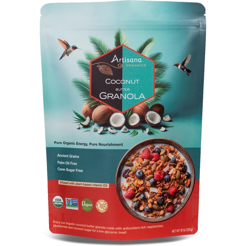 Artisana Organics Coconut Butter Granola - Gluten-Free, Cane Sugar Free, Ancient Grains, Vegan, Palm Oil-Free, Low Glycemic With