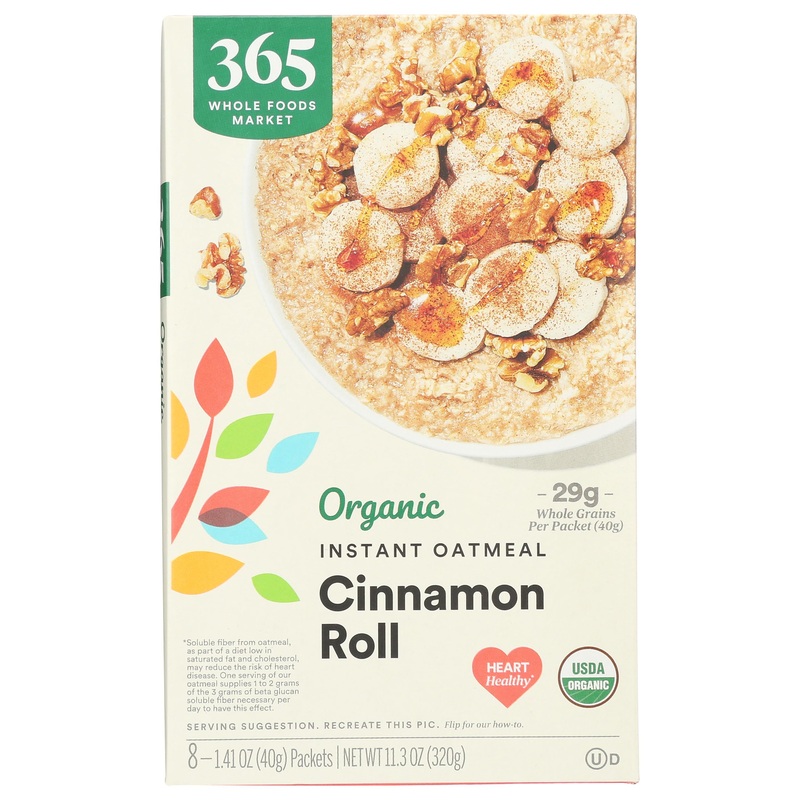 365 By Whole Foods Market, Organic Instant Oatmeal, Cinnamon Roll, 8 Count, 11.3 Ounce