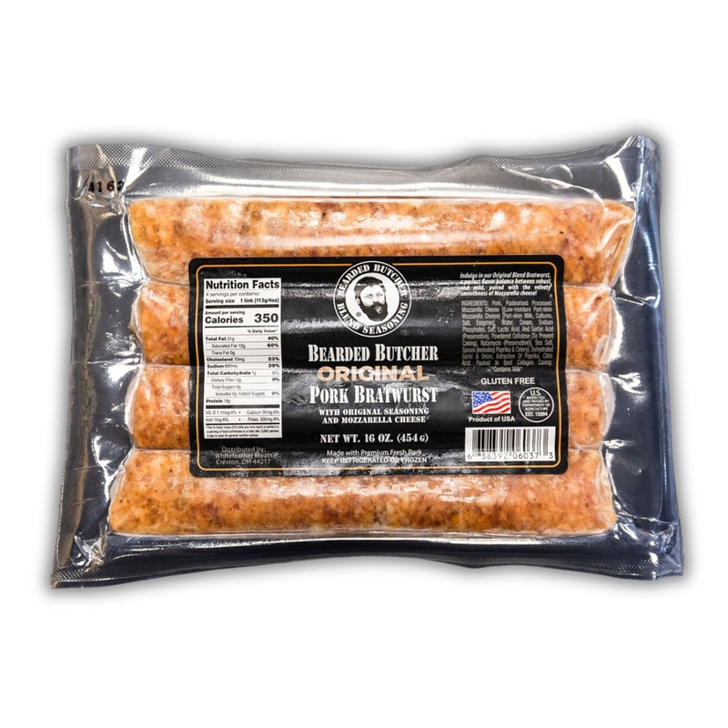 Bearded Butchers Original Bratwurst 12-Pack (1 Lb Each) - Gourmet Sausage With Our Signature Original Seasoning & Mozzarella Che