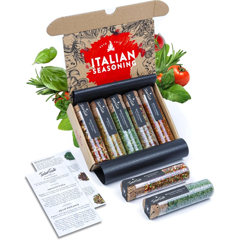 Timber Taste Italian Spice Gift Set - Gourmet Italian Seasoning Blends - Spices & Seasoning Set For Men & Women - Italian Spices