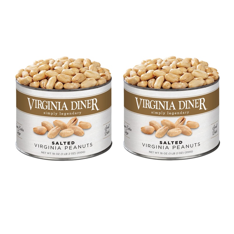 Virginia Diner Gourmet Blister Roasted All Natural Xl Virginia Peanuts With Unique Crunch Heart Healthy Snack Or Gift 18Oz (2 Pa